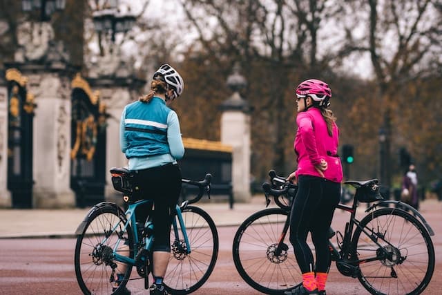 Cyclists chatting