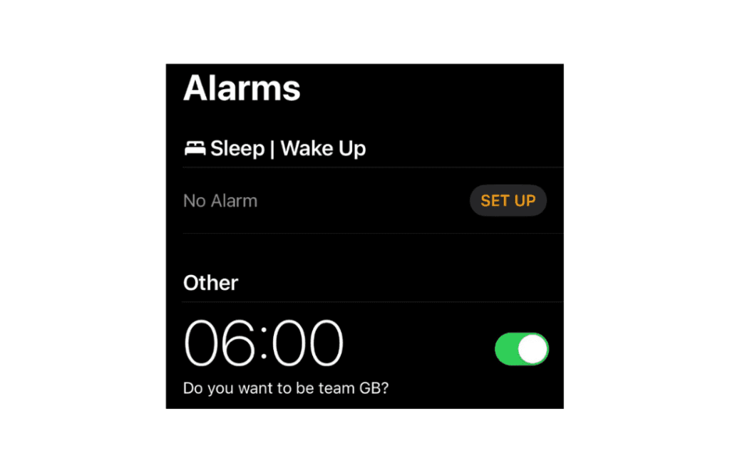 Alarm screenshot