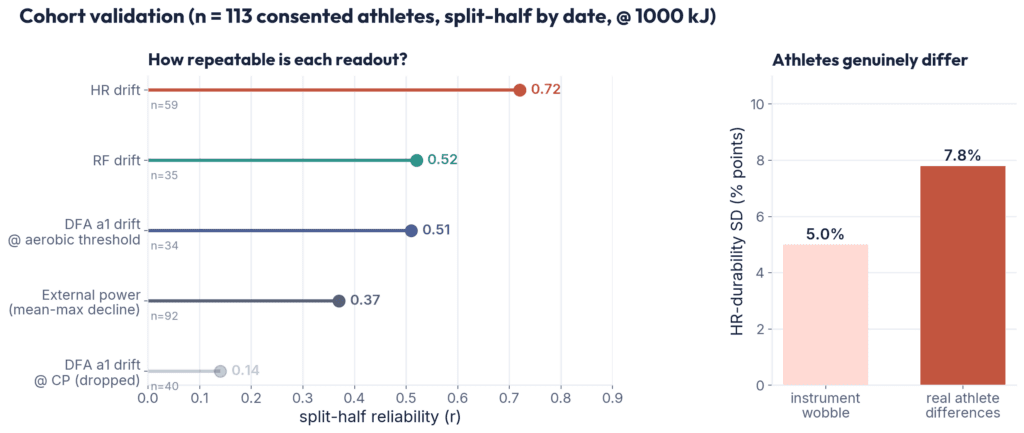 Split-half reliability of each durability measure