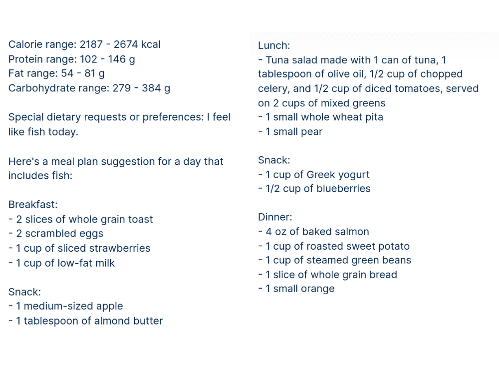 Fish meal plan