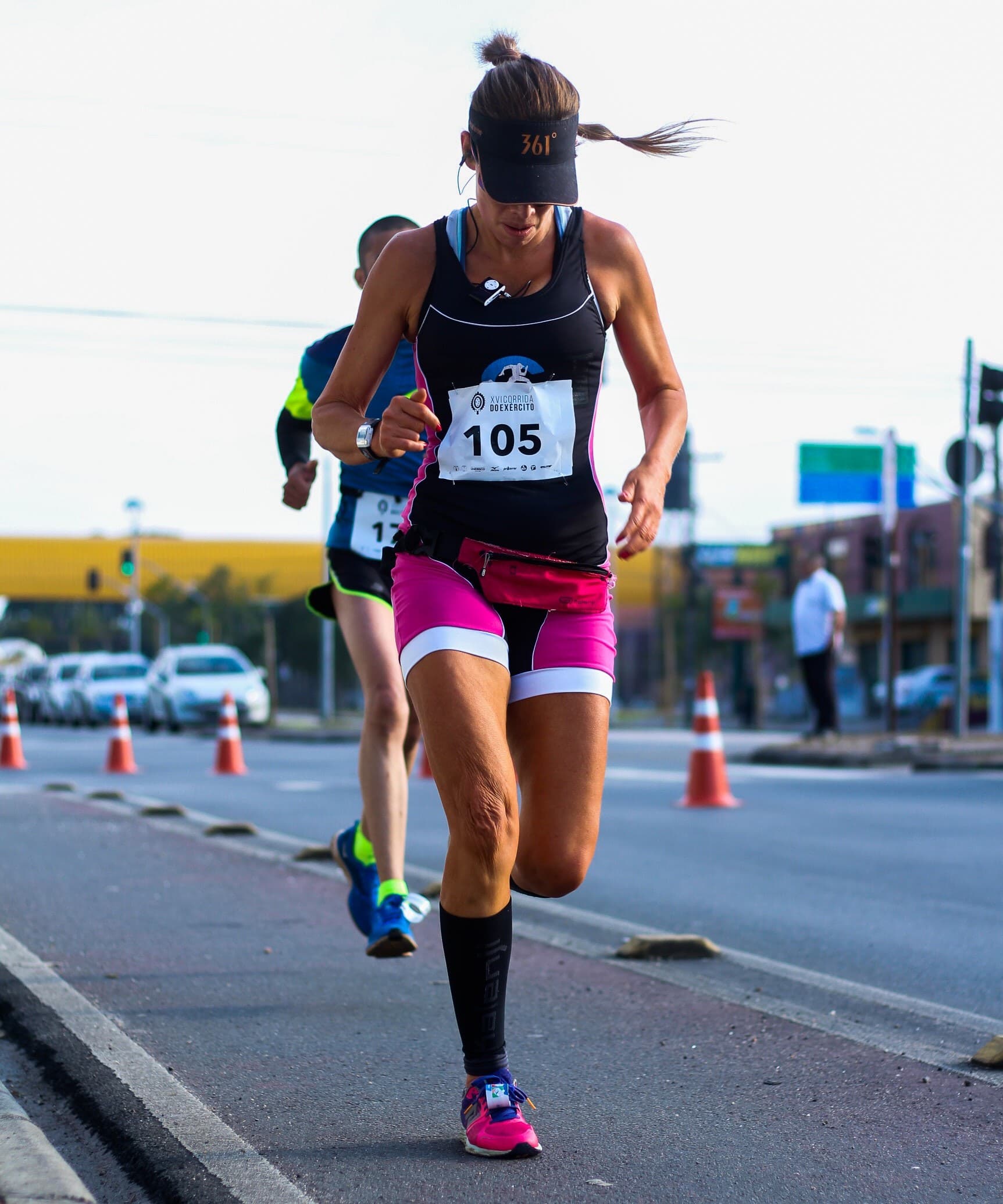 Woman running on road