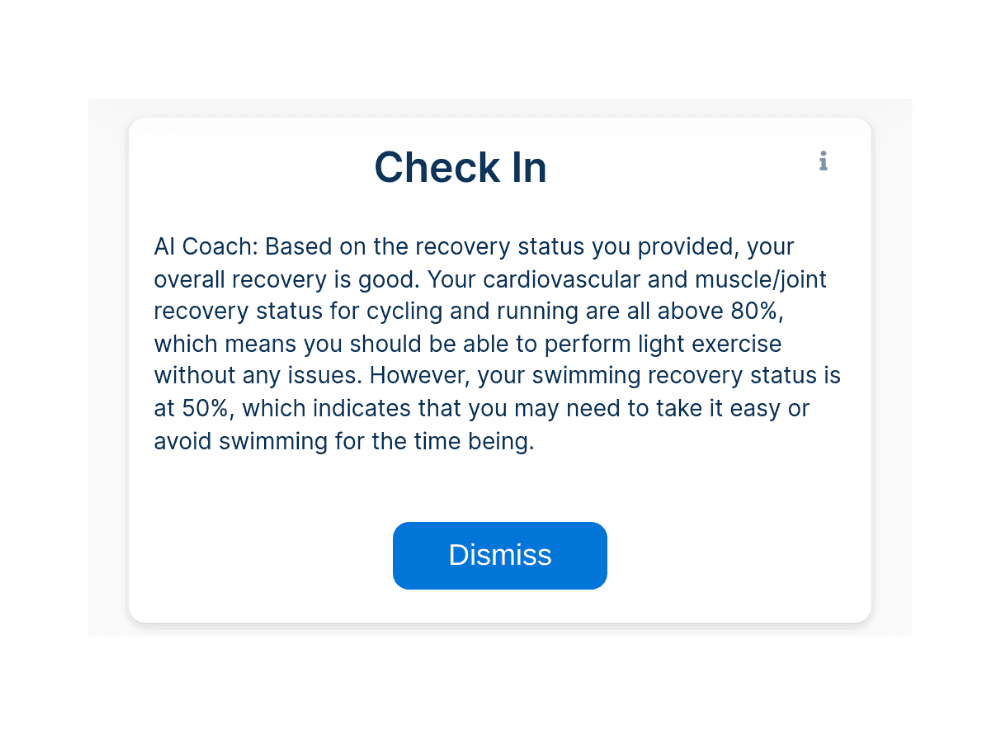 AI Coach check in recovery summary