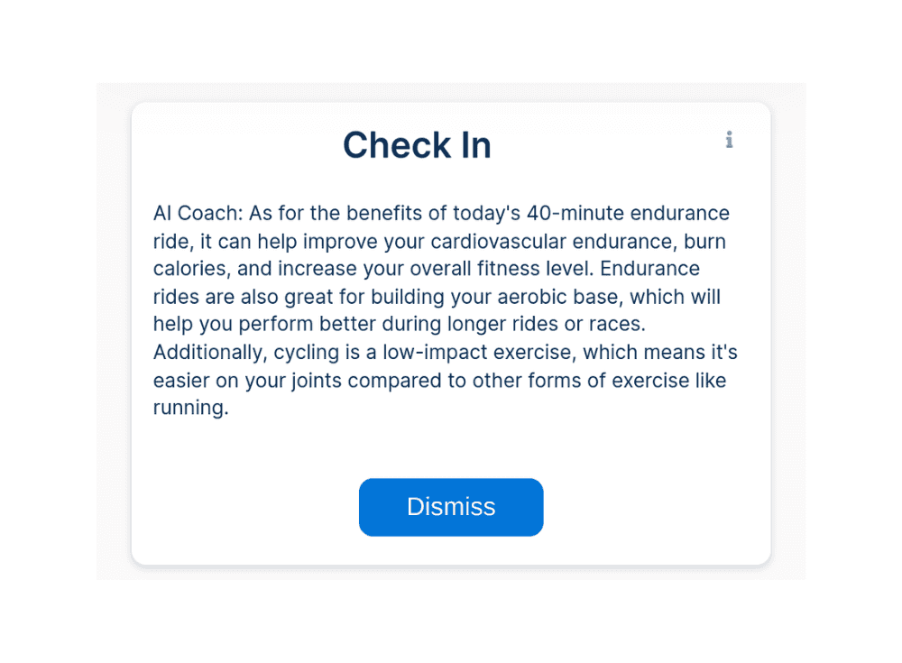 AI Coach check in benefits of planned workout